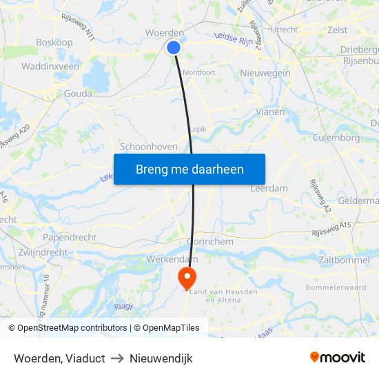 Woerden, Viaduct to Nieuwendijk map