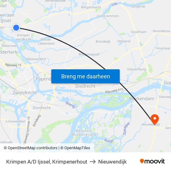Krimpen A/D Ijssel, Krimpenerhout to Nieuwendijk map