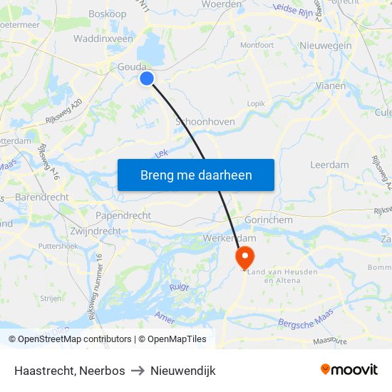 Haastrecht, Neerbos to Nieuwendijk map