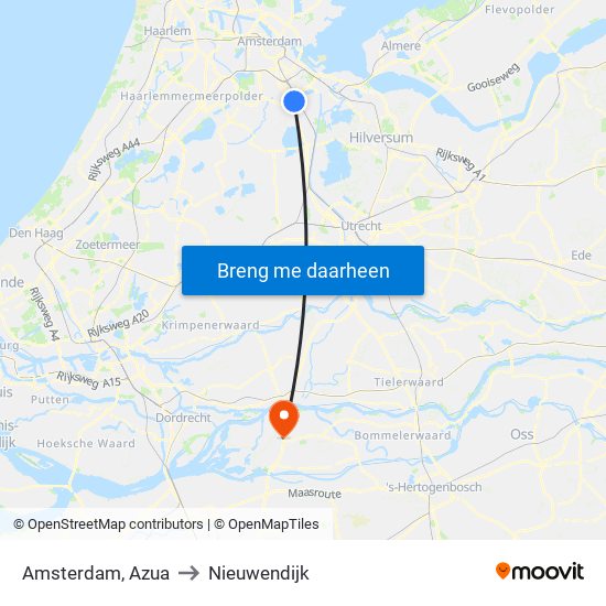 Amsterdam, Azua to Nieuwendijk map