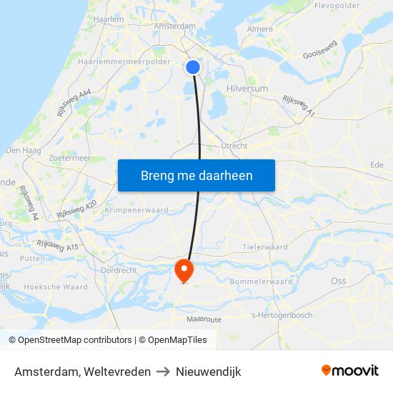 Amsterdam, Weltevreden to Nieuwendijk map