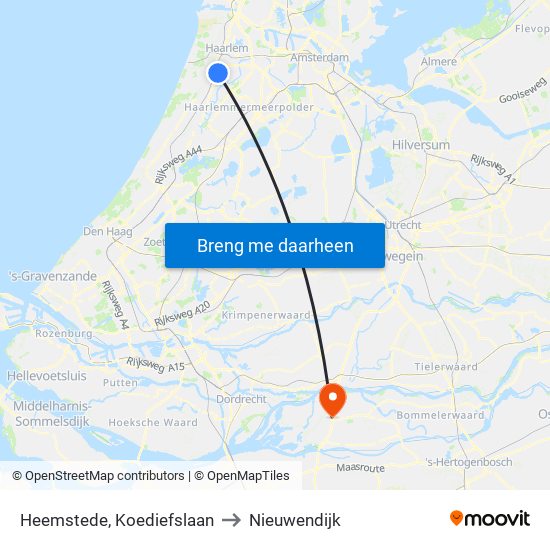 Heemstede, Koediefslaan to Nieuwendijk map