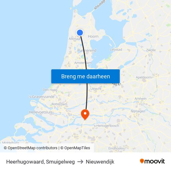 Heerhugowaard, Smuigelweg to Nieuwendijk map