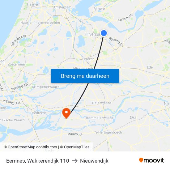 Eemnes, Wakkerendijk 110 to Nieuwendijk map