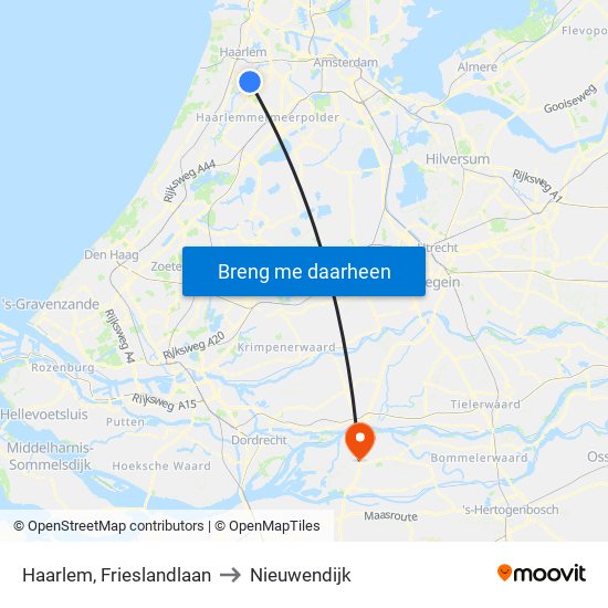 Haarlem, Frieslandlaan to Nieuwendijk map