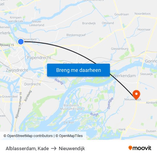 Alblasserdam, Kade to Nieuwendijk map