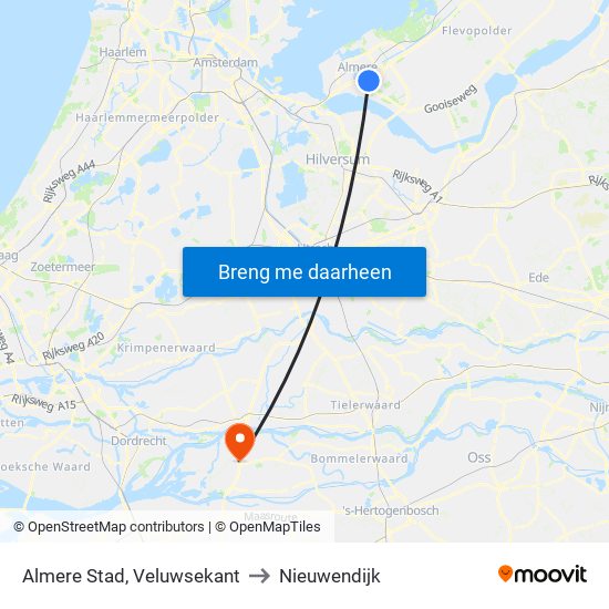 Almere Stad, Veluwsekant to Nieuwendijk map