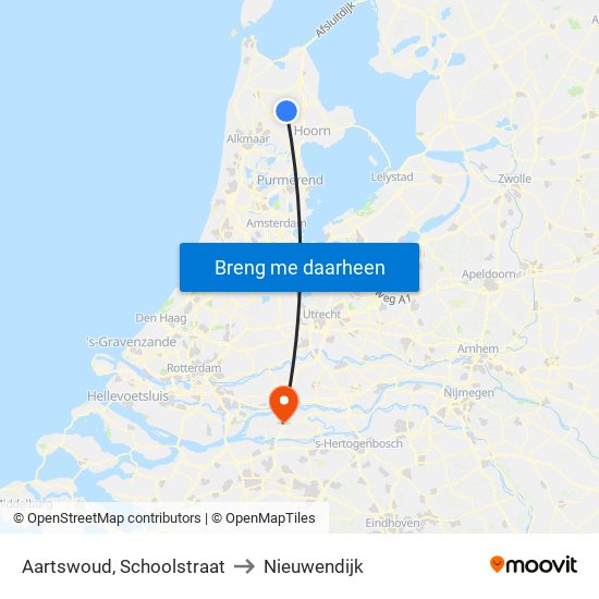 Aartswoud, Schoolstraat to Nieuwendijk map