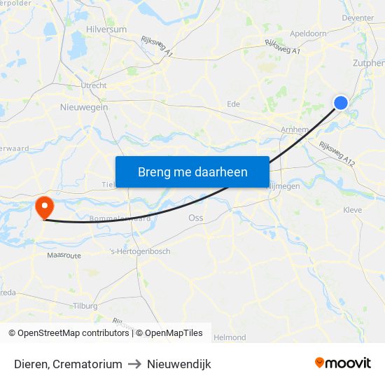Dieren, Crematorium to Nieuwendijk map