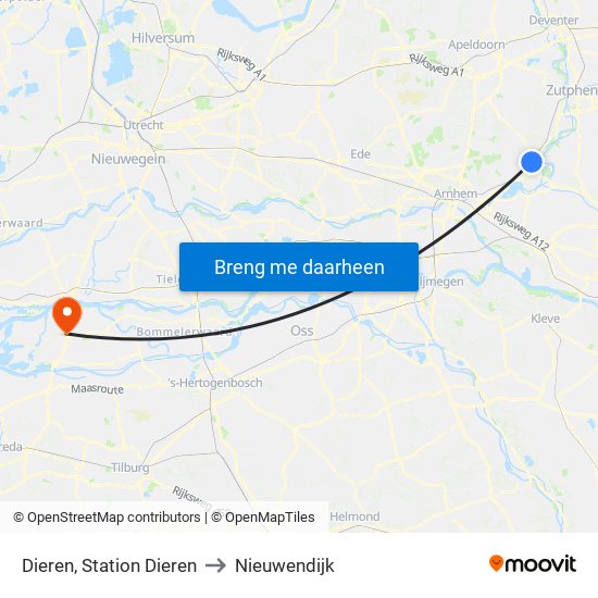 Dieren, Station Dieren to Nieuwendijk map