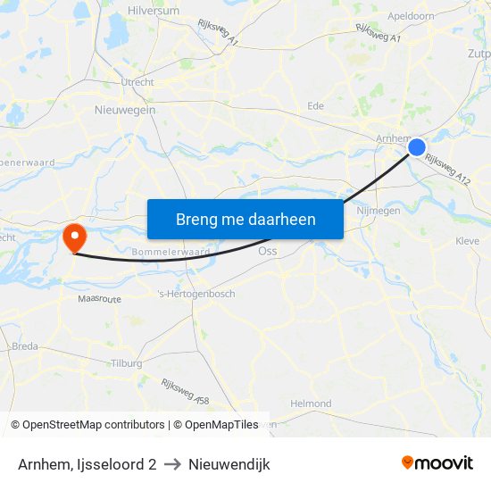Arnhem, Ijsseloord 2 to Nieuwendijk map