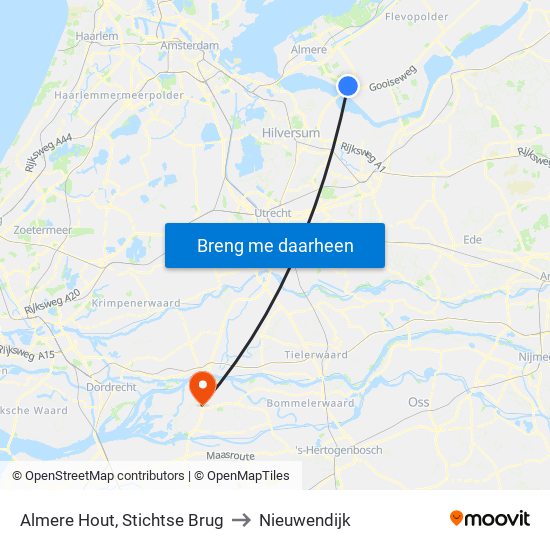 Almere Hout, Stichtse Brug to Nieuwendijk map