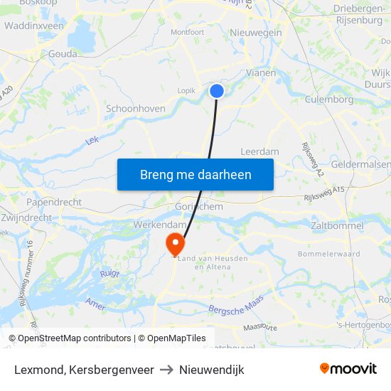 Lexmond, Kersbergenveer to Nieuwendijk map