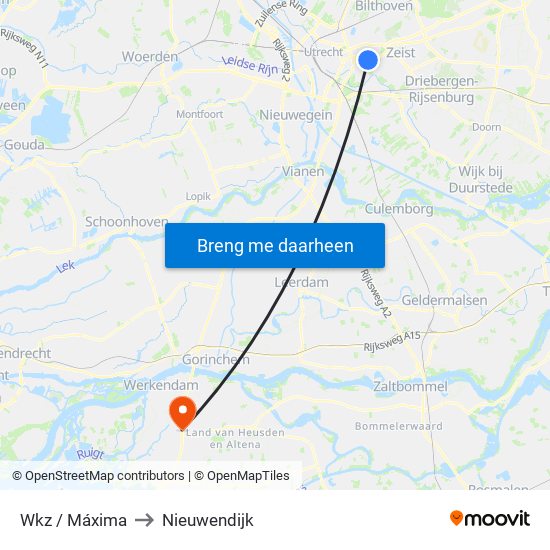 Wkz / Máxima to Nieuwendijk map