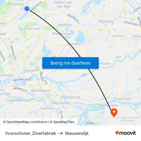 Voorschoten, Zilverfabriek to Nieuwendijk map