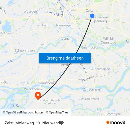 Zeist, Molenweg to Nieuwendijk map