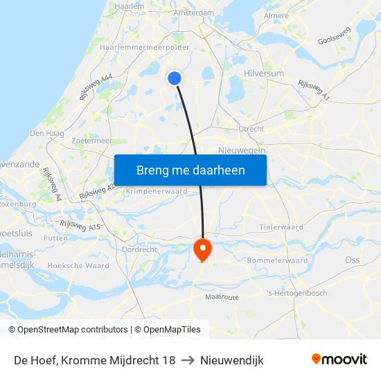 De Hoef, Kromme Mijdrecht 18 to Nieuwendijk map