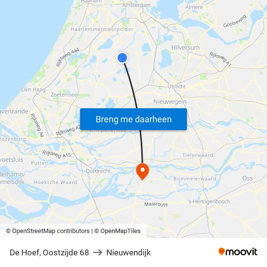 De Hoef, Oostzijde 68 to Nieuwendijk map
