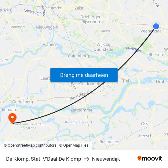 De Klomp, Stat. V'Daal-De Klomp to Nieuwendijk map