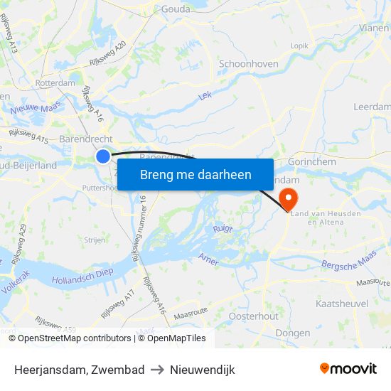 Heerjansdam, Zwembad to Nieuwendijk map