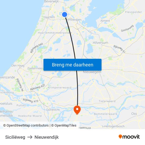 Siciliëweg to Nieuwendijk map
