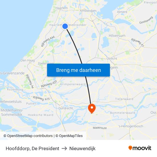 Hoofddorp, De President to Nieuwendijk map
