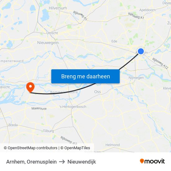 Arnhem, Oremusplein to Nieuwendijk map