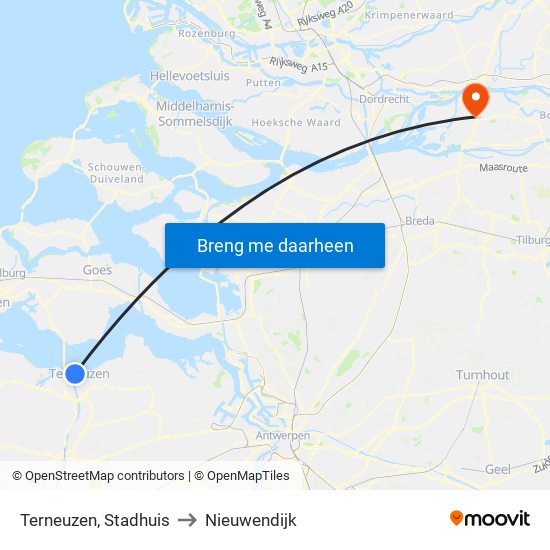 Terneuzen, Stadhuis to Nieuwendijk map