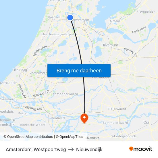 Amsterdam, Westpoortweg to Nieuwendijk map