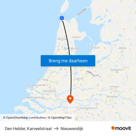 Den Helder, Karveelstraat to Nieuwendijk map