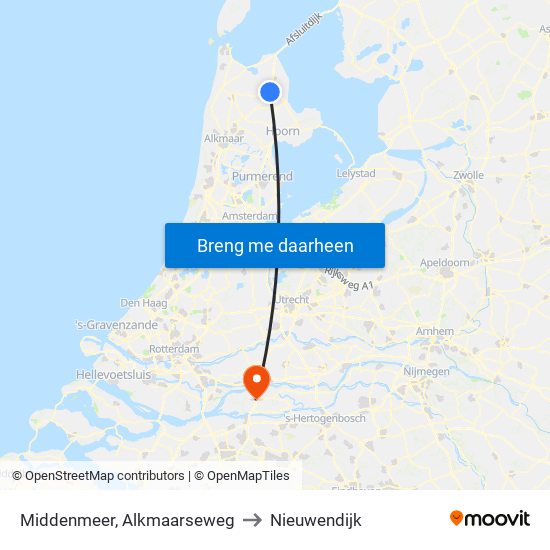Middenmeer, Alkmaarseweg to Nieuwendijk map