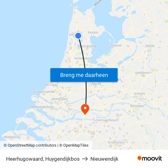 Heerhugowaard, Huygendijkbos to Nieuwendijk map
