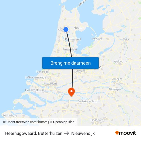 Heerhugowaard, Butterhuizen to Nieuwendijk map