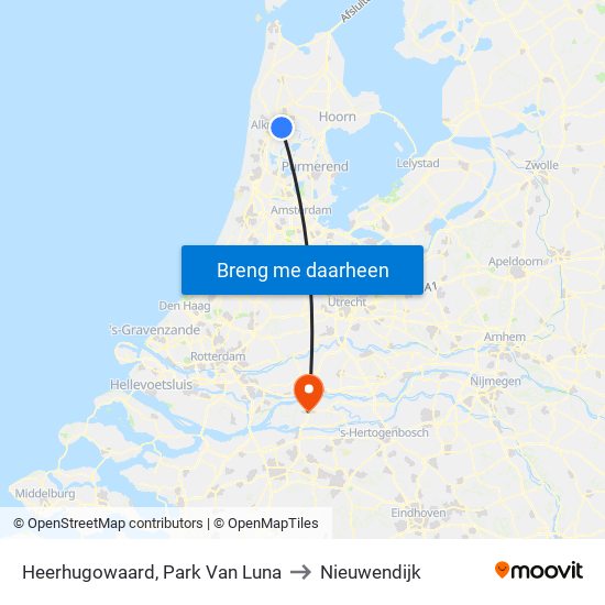 Heerhugowaard, Park Van Luna to Nieuwendijk map