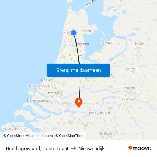 Heerhugowaard, Oostertocht to Nieuwendijk map