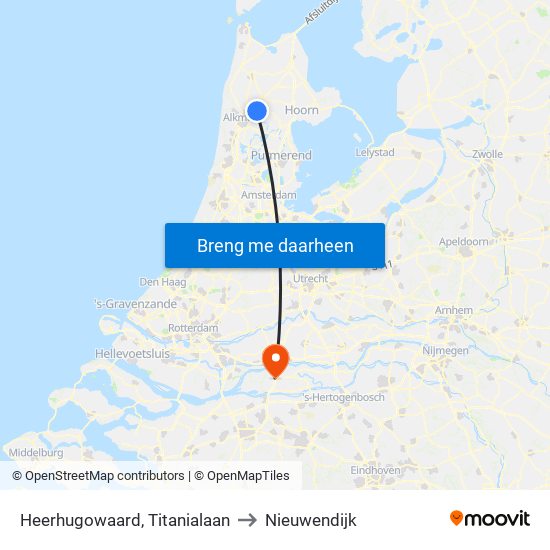 Heerhugowaard, Titanialaan to Nieuwendijk map