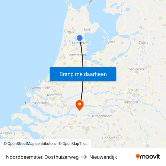 Noordbeemster, Oosthuizerweg to Nieuwendijk map