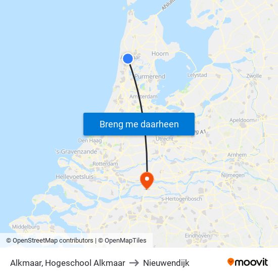 Alkmaar, Hogeschool Alkmaar to Nieuwendijk map