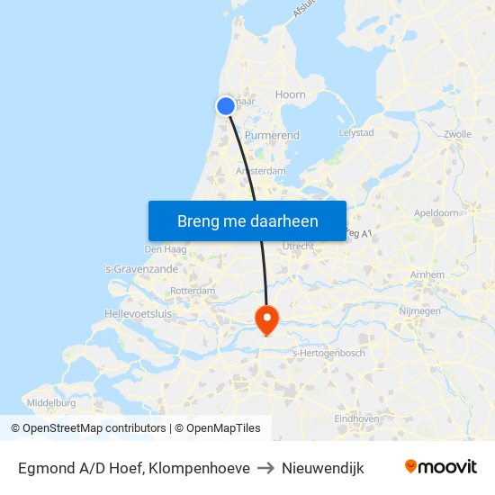 Egmond A/D Hoef, Klompenhoeve to Nieuwendijk map