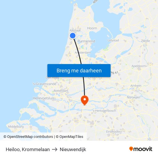 Heiloo, Krommelaan to Nieuwendijk map