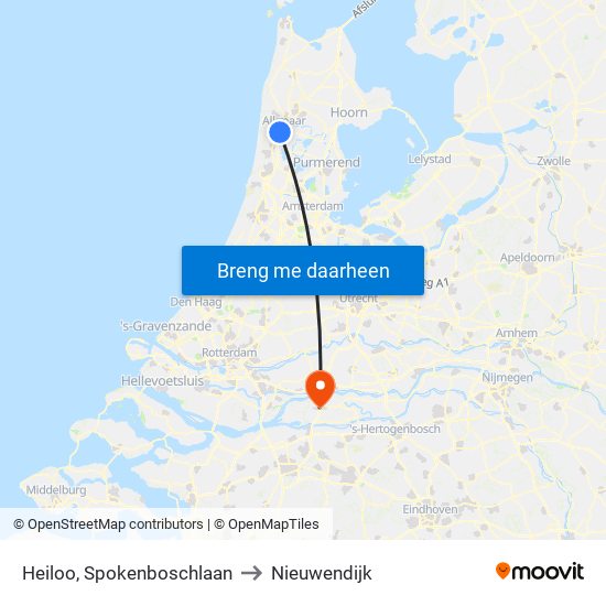 Heiloo, Spokenboschlaan to Nieuwendijk map