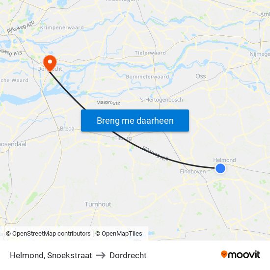 Helmond, Snoekstraat to Dordrecht map