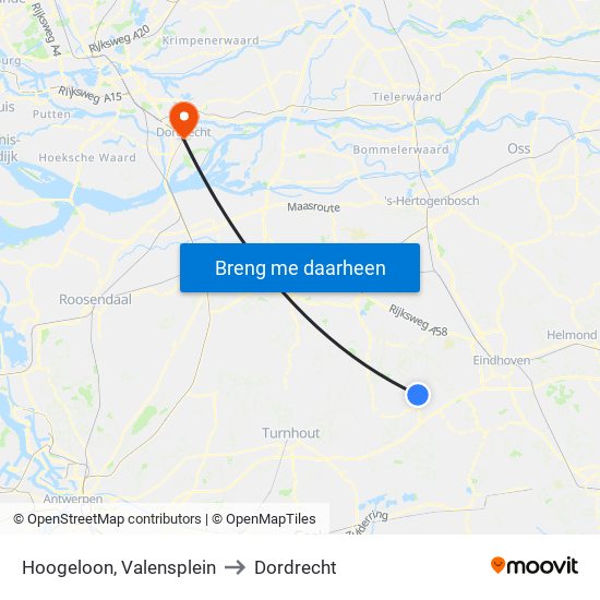 Hoogeloon, Valensplein to Dordrecht map