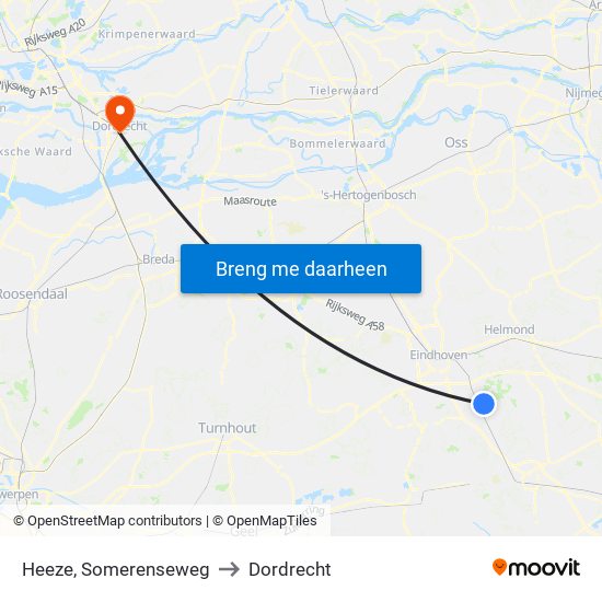 Heeze, Somerenseweg to Dordrecht map