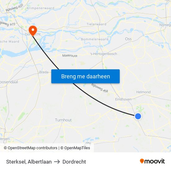 Sterksel, Albertlaan to Dordrecht map
