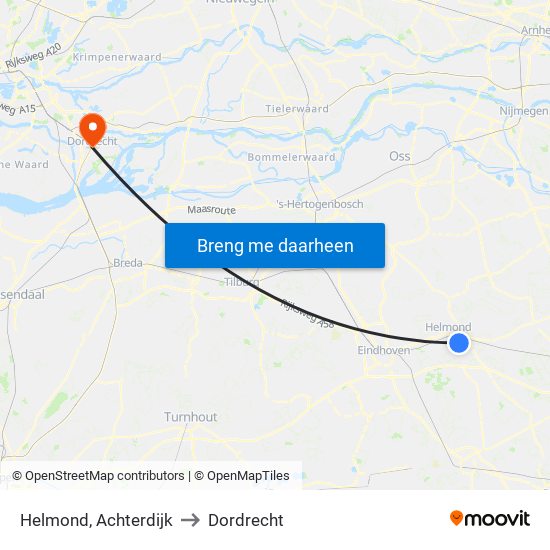 Helmond, Achterdijk to Dordrecht map