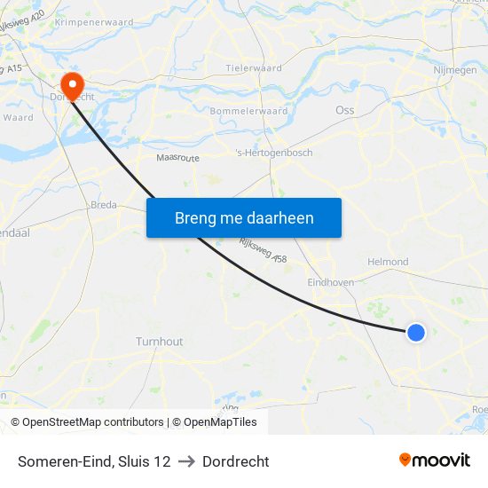 Someren-Eind, Sluis 12 to Dordrecht map