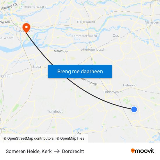 Someren Heide, Kerk to Dordrecht map