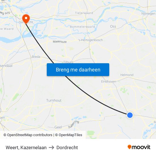 Weert, Kazernelaan to Dordrecht map