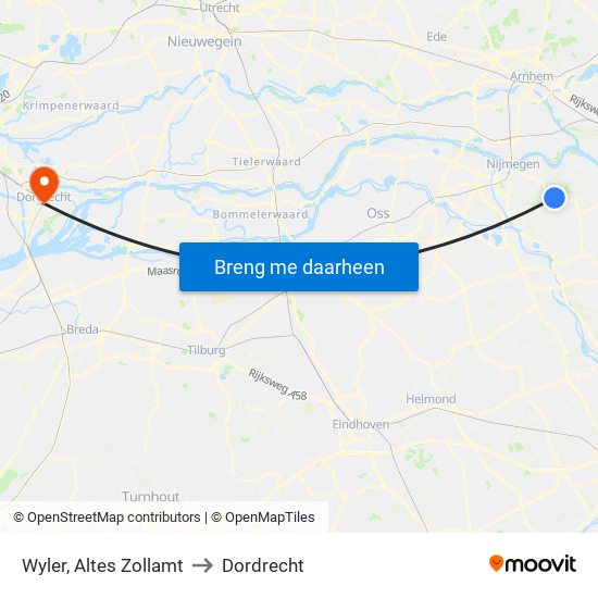 Wyler, Altes Zollamt to Dordrecht map